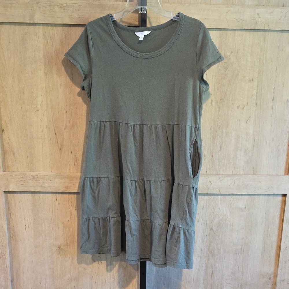 (J41) Time and Tru Olive Green Mini Dress Sz 8